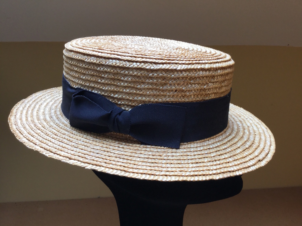 Tan Straw Boater Woman's 4L